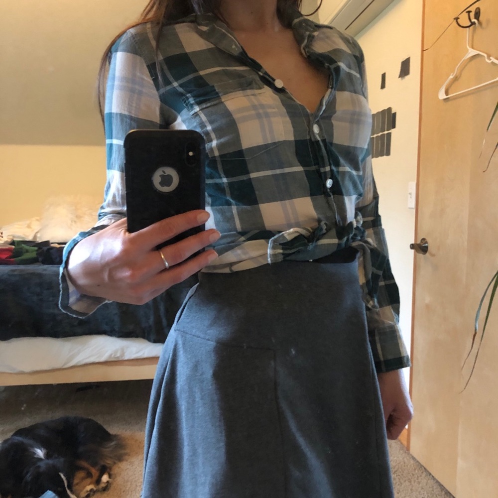 JCrew Green Plain Button Down